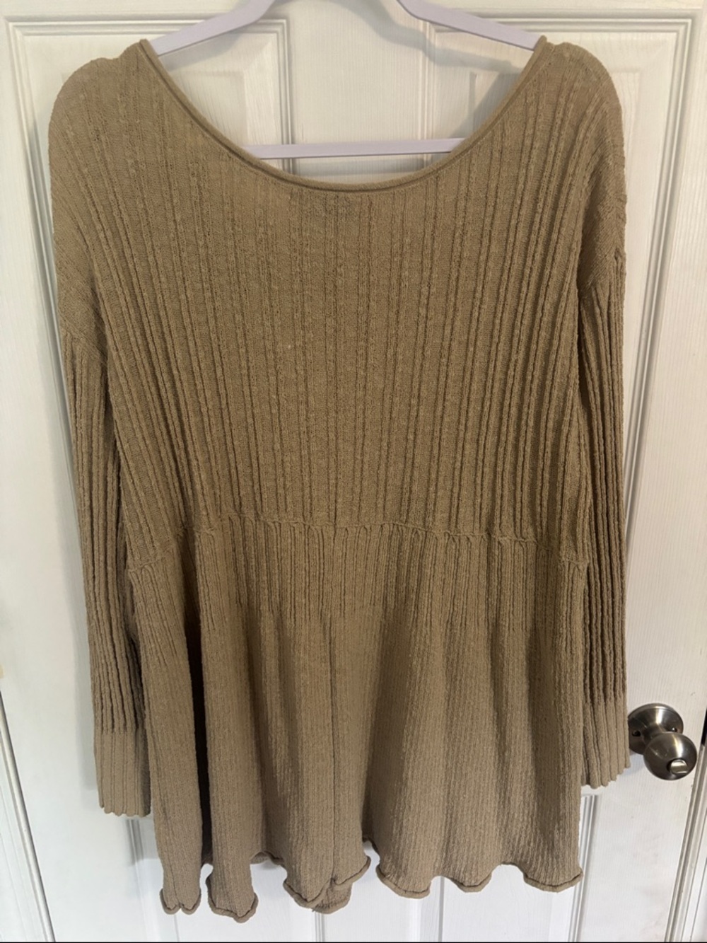 Free People Beach Ribbed Scoop-Neck sweater dress in Taupe - Picture 5 of 7